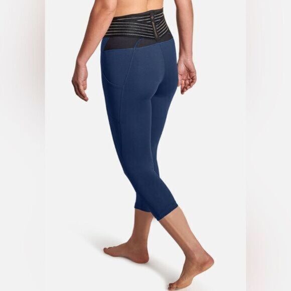 NWT Tommie Copper Plus Size Navy Adjustable Back Support Capri Leggings Size 3XL - Picture 1 of 8